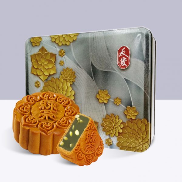 YU-AI LESS SUGAR GREEN TEA MUNG BEAN MOONCAKE 友爱 少糖绿茶白豆沙 月饼 U53 - Image 5